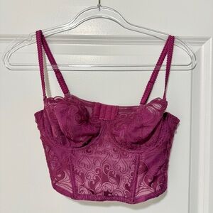 Gilligan & O'Malley Purple Lace Corset Bralette 36B